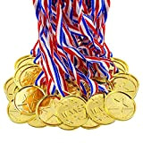 BJ-Shop Medaglie Oro,Plastica Medaglie di Vincitore Premi Plastici in Oro per Bambini Festa dello Sport Festa Olimpica Concorso Premio(24 PCS)