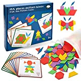 Blocchi di Legno Classico educativo Giocattoli Montessori Set di Tangram per Bambini 3 4 5 6 Anni, 155pcs con 6 ...