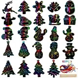 BMHNQ 60 Pezzi Natalizie Scratch Art Bambini Decorazioni Natale Fai da Te Lavoretti Creativi Corda Kit Disegno Regalini per Natale ...