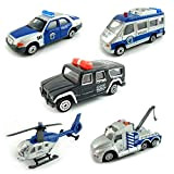 BOHS Pack of 5pcs- Police SWAT Vehicles- Mini-Diecast in metallo miniaturizzato -Car, Tow Truck, veicolo blindato, Prison Van, Command Center ...