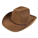 Boland 04351 - Cappello Utah per adulti, in finta pelle, marrone scuro, cappello da cowboy, cappello western, cowboy, ranger, wild ...