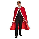 Boland 36101-Mantello da re deluxe, tunica lunga 130 cm, rosso-bianco-nero, pelliccia finta punteggiata, look ermellino, casa reale, sovrano, carnevale, festa ...