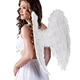 Boland 52798 - Ali di piume d'angelo, dimensioni 50 x 50 cm, bianco, cupido, messaggero celeste, accessorio, Natale, costume, festa ...
