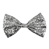 Boland 53111 - Papillon glitter, argento, misura circa 13 cm, elastico, versione stretta, lucido, costume, carnevale, halloween, festa in maschera, ...