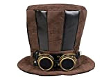 Boland 54514 - Cappello Starepunk con occhiali da aviatore, marrone, stile vittoriano, festa a tema, festa motto, carnevale