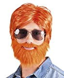Boland 85736 - Parrucca adulto Dude, arancione, capelli sintetici corti con barba, acconciatura, accessorio, copricapo, costume, carnevale, festa a tema