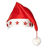 Boland- Cappello Babbo Natale con Stelle Luminose Adulti Unisex, Rosso/Bianco, Taglia unica, BOL13402