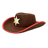 Boland Cappello da Cowboy Bambino | Costume Sheriff | Marrone e Rosso Con Stella Oro