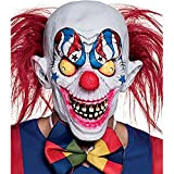 Boland- Maschera Horror Creepy Clown in Lattice con Capelli per Adulti, Bianco/Rosso/Blu, Taglia Unica, 97532