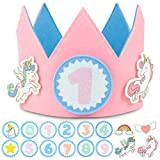 BONNYCO Corona Compleanno Unicorno Numeri Intercambiabili 0-9 e Personaggi a Tema Regali Per 1° Compleanno Per Bambine, Corona Compleanno Bambina, ...
