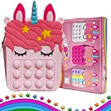 borsa unicorno bambina, fidget toys borsetta unicorno bambina con tracolla vari colori (rosa chiaro)