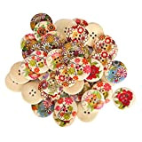 Bottoni colorati, accessori per abbigliamento fai da te Disegni a fori Motivi floreali Bottoni in legno per decorazioni natalizie