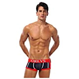 Boxers - Mutande sexy da uomo con lacci antisfregamento, vestibilità morbida, asciugatura rapida, taglia bassa, colori assortiti, A-red, L