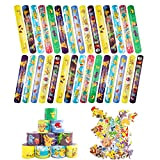 Braccialetto a scatto per bambini, 30 pezzi, con 50 adesivi colorati per bambini, per feste di compleanno dei bambini, Pokemone ...