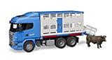 Bruder 03549 – Camion bétaillère Scania r-série con 1 animale – Blu