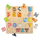 Budding Bear Puzzle Lettere Alfabeto Inglese con Animali - 100% Lettere Alfabeto Legno Naturale - No Chimica, Plastica o Tossine ...