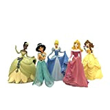 Bullyland 13260 - Set di statuine da gioco principesse Disney, Belle, Jasmin, Aurora, Tiana e Cenerentola, in confezione regalo, per ...