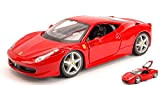 Burago MODELLINO in Scala Compatibile con Ferrari 458 Italia 2009 Red 1:24 BU26003R