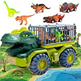 burgkidz Dinosauri Bisarca Giocattolo, Camion del Trasportatore Dinosauri Giocattoli e Tappetto Gioco, Regali per Bambini 3 4 5 6 Anni