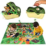 burgkidz Set di Giocattoli di Dinosauro, Figura di Dinosauro con Tappetino per Attività, Scatola di Immagazzinaggio della Testa di T-Rex ...