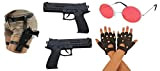 CA SE FETE - Travestimento sexy da donna, accessori 2 x pistole da 21 cm, guanti neri, occhiali da sole ...