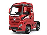 Camion Elettrico per Bambini Mercedes ACTROS Truck 12v, Batteria, 2.4ghz RC, Radiocomando, Luci LED Suoni Porte Apribili(Rosso)