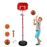 Canestro Basket Bambini, AolKee Canestro da Basket e Supporto, Canestro da basket portatile da 50 cm-150 cm per bambini, Regolabile ...