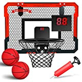 Canestro da pallacanestro interno per bambini 41,9 x 31,8 cm – Mini canestro da basket per porta con 2 palline, ...