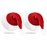 Cappello di Babbo Natale, Confezione da 2 Cappelli Natalizi per Adulti e Bambini Cappellini Natale per Feste Classica Rosso Cappello ...