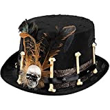 Cappello Voodoo Nana con decorazioni ossa e piume, nero
