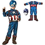Captain America Costume Avengers + Maschera Unisex Halloween Carnevale Cosplay Unisex S M L Bambini