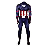 Captain America Costumi Cosplay The Avengers Superhero Body Tuta Adulti Bambini Lycra Spandex Zentai Halloween Fancy Dress Suit,Blue-Men~XXL(175~185cm)
