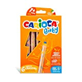 CARIOCA Baby Crayons 3in1, Pastelloni Colorati Super Lavabili per Bambini 3 in 1, Matite Colorate e Pastelli a Cera Acquerellabili, ...
