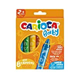Carioca Baby Wild Crayons | 42892 - Pastelli a Cera Maxi per Bambini dai 24 Mesi, Colori Assortiti, 8 Pezzi