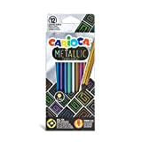 CARIOCA Matite Metallic, 12 Pastelli con Finish Metallico e Colori Coprenti, Forma Esagonale, Pastelli per Bambini e Adulti, Ideali per ...
