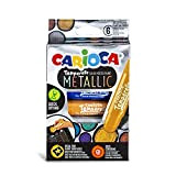 Carioca TEMPERELLO Metallic | 42674 - Tempere Solide in Stick, Colori Assortiti Brillanti e Coprenti, 6 Pezzi