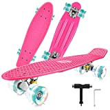 CAROMA Penny Board, Skateboard da 22Pollici/56cm per Bambini, Skateboard con Ruote Illuminate a LED, Mini Cruiser Skateboard per Ragazza Ragazzo ...
