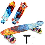 CAROMA Penny Board, Skateboard da 22Pollici/56cm per Bambini, Skateboard con Ruote Illuminate a LED, Mini Cruiser Skateboard per Ragazza Ragazzo ...