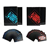 Carte da Poker del Negro, 2 Mazzi Ccarte da Poker Professionali Impermeabile, Carte da Mago Mazzo di Carte per Festa ...