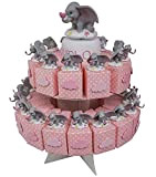 CARTOON WORLD BOMBONIERA Torta con 29 Scatoline Portaconfetti con Statuine e Carillon Disney Dumbo Rosa