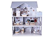 Casa Delle Bambole In Legno Casa delle bambole di legno Con Accessori mobili Piani Inclusi 2-6 anni Gioco Fai Te ...