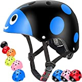 Casco protettivo per bambini e bambine, comodo e regolabile, per pattini, monopattino, skateboard e bicicletta (3-8 anni (black ladybug, S(3-8years ...