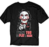 CASEIN Saw Jigsaw Billy Puppet I Want You to Play a Game Black T-Shirt Black(X-Large)