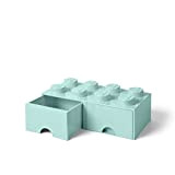 Cassettiera Mattoncino Lego 8 Bottoni, 2 Cassetti, Cassa Portaoggetti Impilabile, 9.4 L