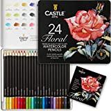 Castle Art Supplies Set di Matite Acquerellabili a Tema Botanico | 24 Vibranti Colori Selezionati | Disegna e Dipingi | ...