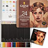Castle Art Supplies Set di matite ad acquerello a tema Ritratti | 24 colori vivaci selezionati | Disegna e dipingi ...