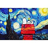 CCEEBDTO Puzzle 1000 Pezzi Animali Puzzle per Adulti Puzzle di Legno 3D Puzzle Classico Snoopy sotto Le Stelle Paesaggio DIY ...