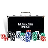 CCLIFE Set da Poker chips poker Chips in plastica Poker fiches Professionali con 2 mazzi di Carte,Dadi,Pulsante Dealer, valigetta poker