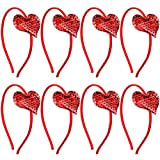 Cerchietto con Cuore per San Valentine, 8 Pezzi Cerchietto Rosso con Paillettes di Cuore Rosso Accessori per Costumi di Cupido ...