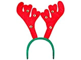 Cerchietto di natale verde con corno di renna rosso con campanelli (wm-21), cerchietto in plastica rigida per capelli, taglia unica ...